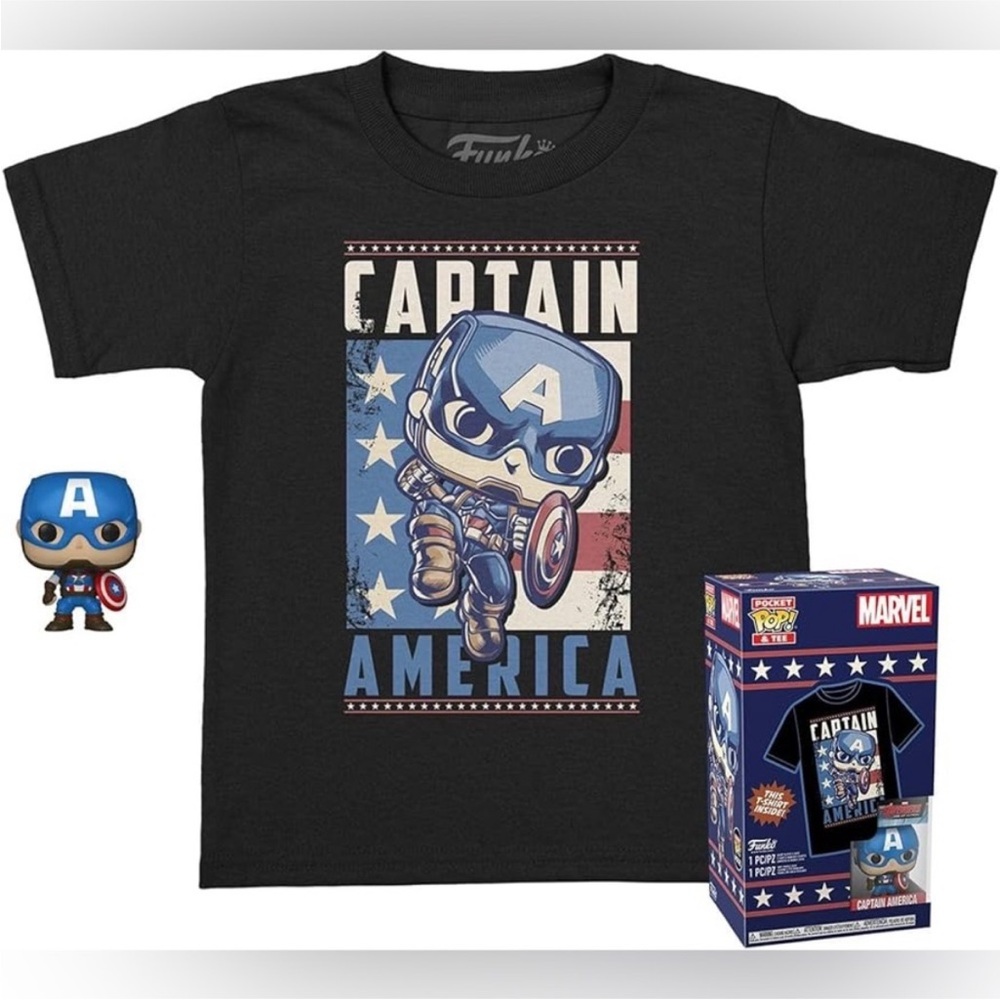 Pocket POP! & Tee: Marvel - Captain America Men's Shirt - Picture 1 of 4